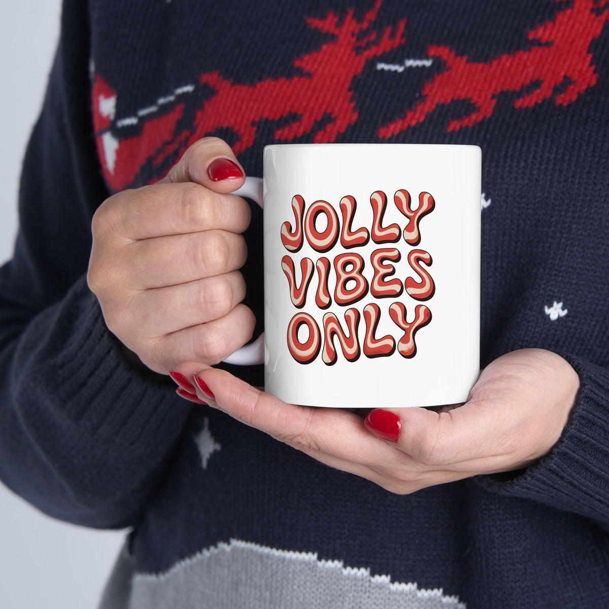 Ceramic Mug — 'Joy Vibes Only' Retro Typography Coffee Cup (11oz, 15oz)