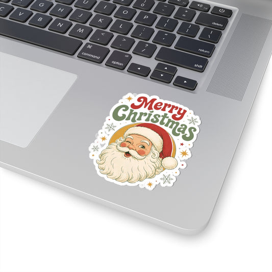 Vintage Santa 'Merry Christmas' Kiss-Cut Sticker