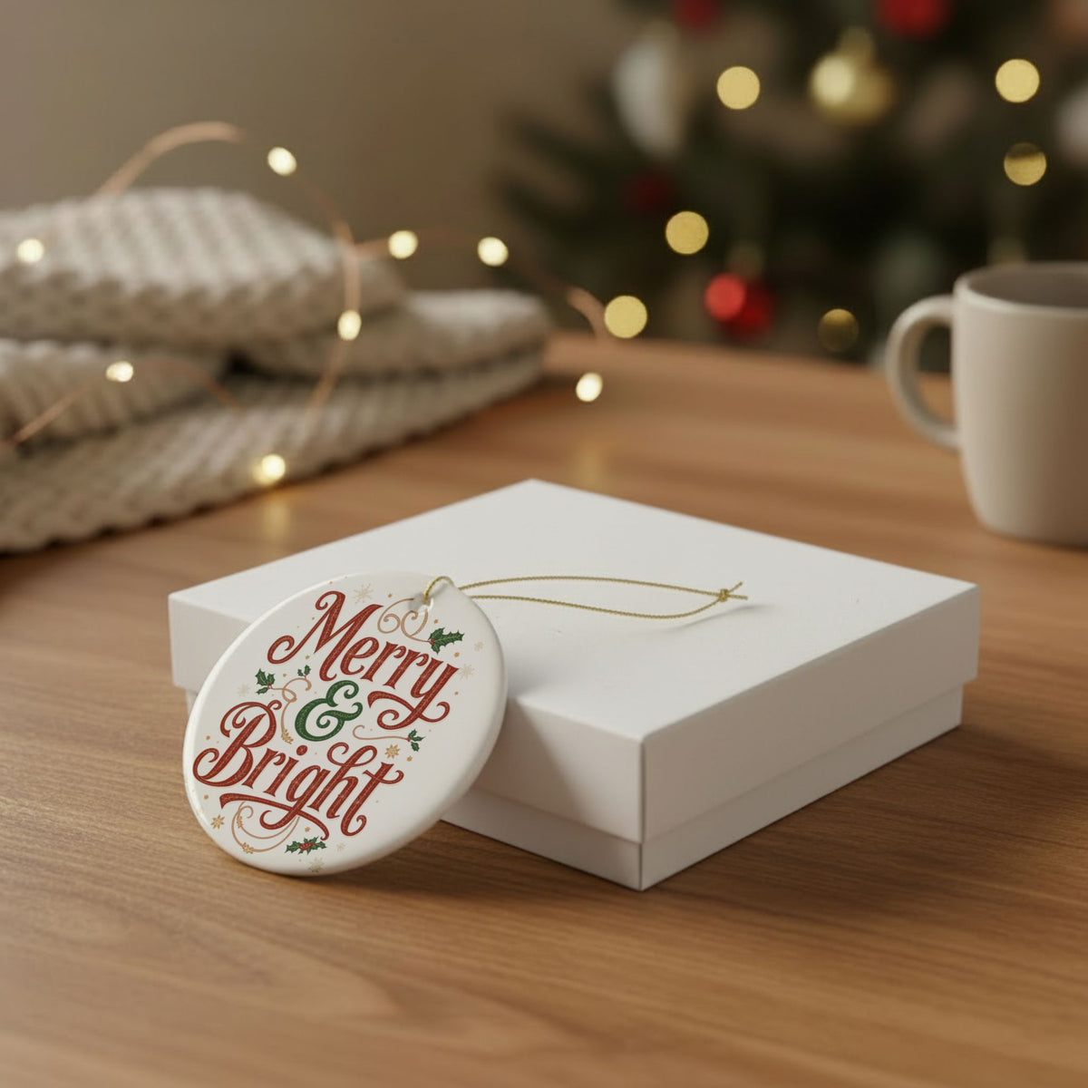 Merry & Bright Ceramic Ornament