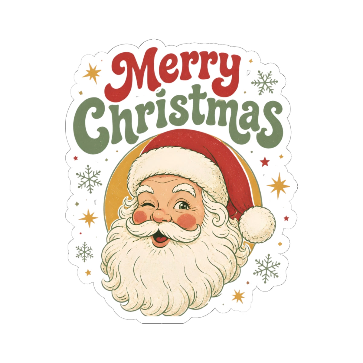 Vintage Santa 'Merry Christmas' Kiss-Cut Sticker