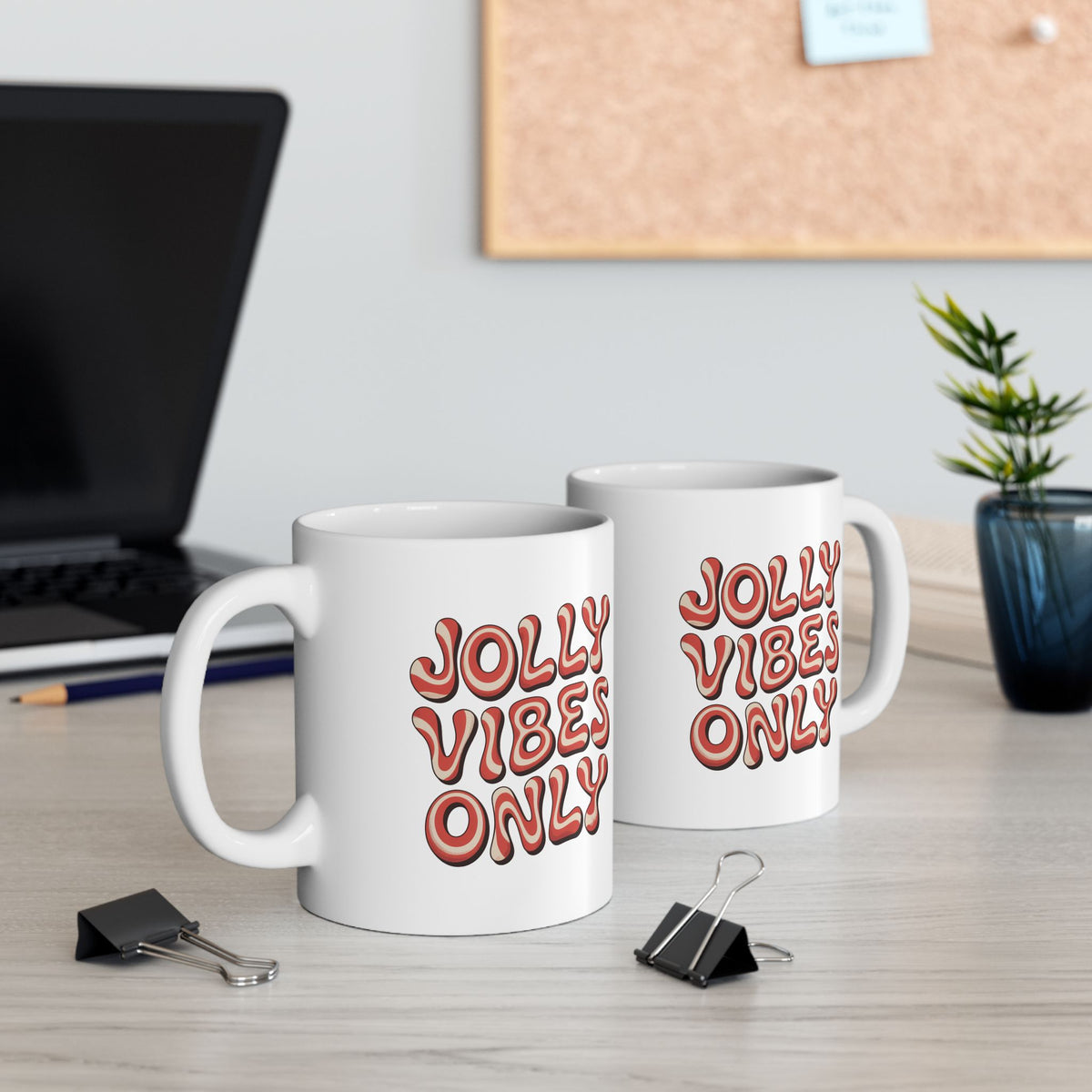 Ceramic Mug — 'Joy Vibes Only' Retro Typography Coffee Cup (11oz, 15oz)