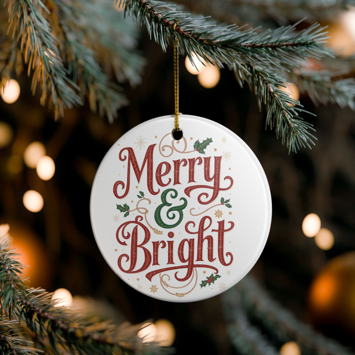 Merry & Bright Ceramic Ornament