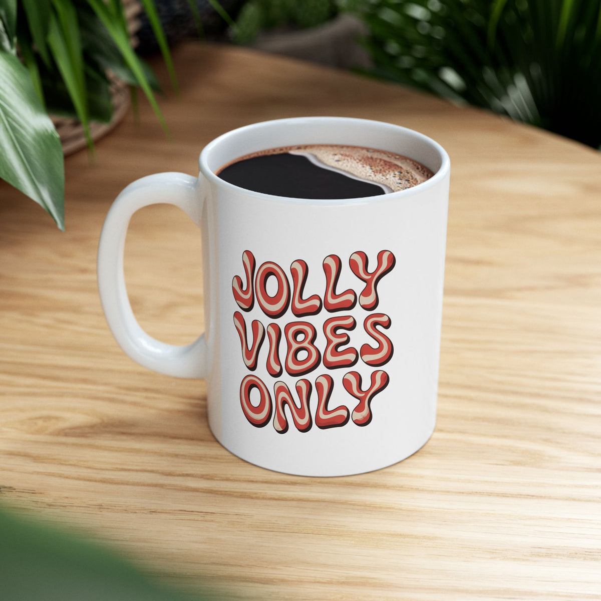 Ceramic Mug — 'Joy Vibes Only' Retro Typography Coffee Cup (11oz, 15oz)